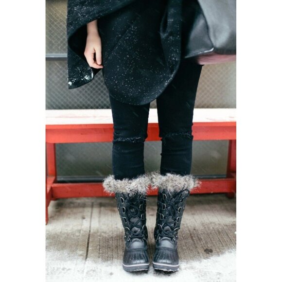 Sorel Tofino II Faux Fur Waterproof Lace Up Lined Boots Sz 8 Black Stone Women - Picture 8 of 9